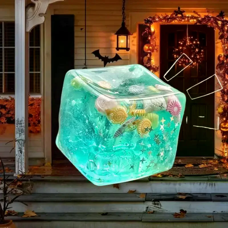 ของเล่นลูกบาศก์สัมผัสสีน้ำทะเลโดย Taba, 1 ชิ้น ลูกบอลบีบคลายเครียดแบบช้า, ของขวัญเพื่อการผ่อนคลายสำหรับเด็กและผู้ใหญ่