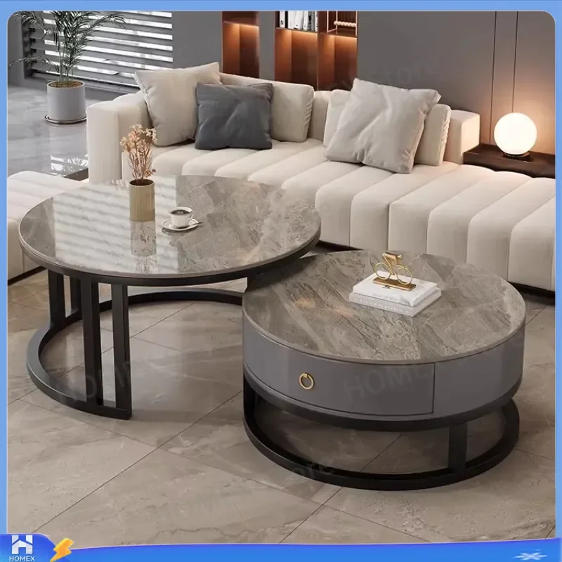 Nordic Modern Round Coffee Table Living Room Small Dining Side Table Minimalist Home Furniture Centerpiece for Apartment