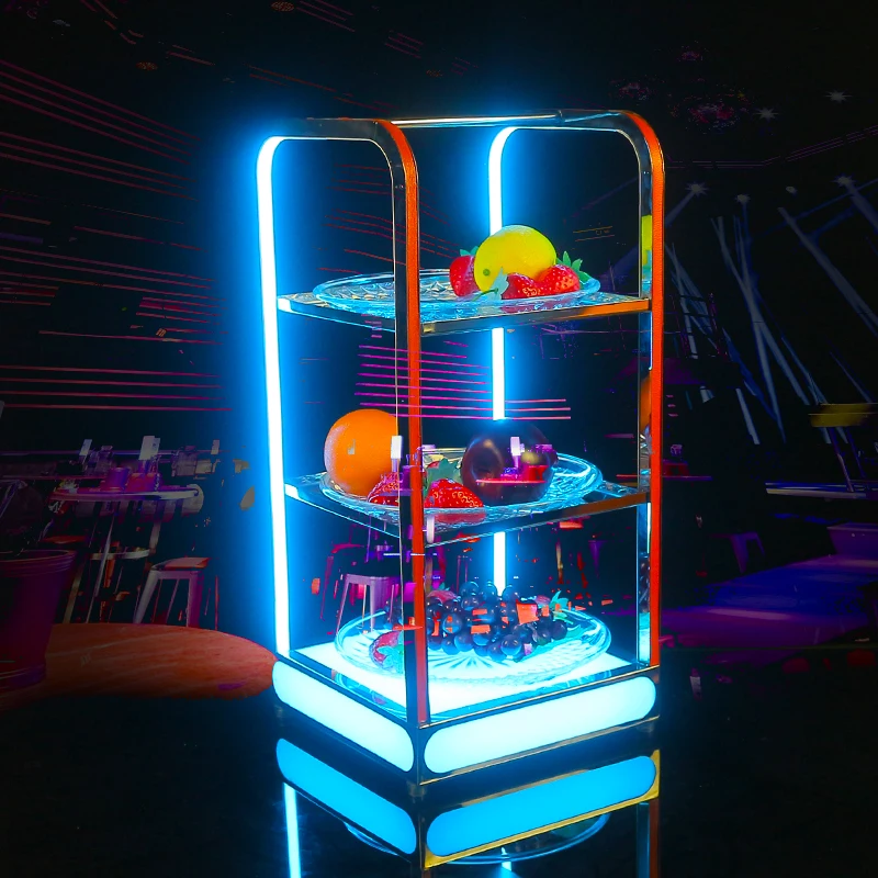 Custom LED Luminous Fruit Tray Rack Light-Up Snack Plate Multi-Purpose Food Holder for Bar Nightclub Party Creative Customizable