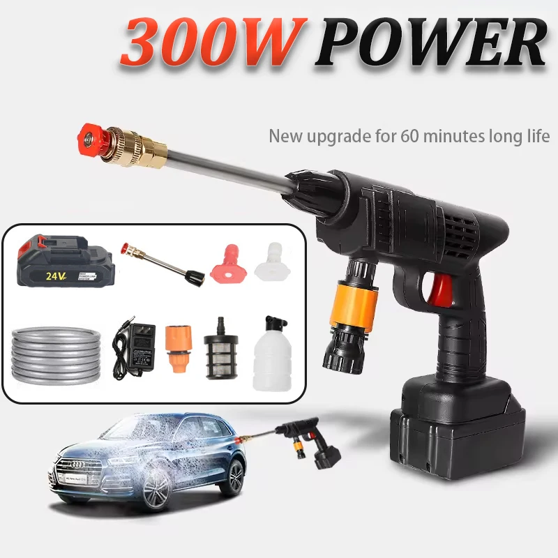 300W Wireless Cordles Car Washing Foam Machine High Pressure Washer Water Gun Electric Famliy Washing Pump Adjustable for Makita