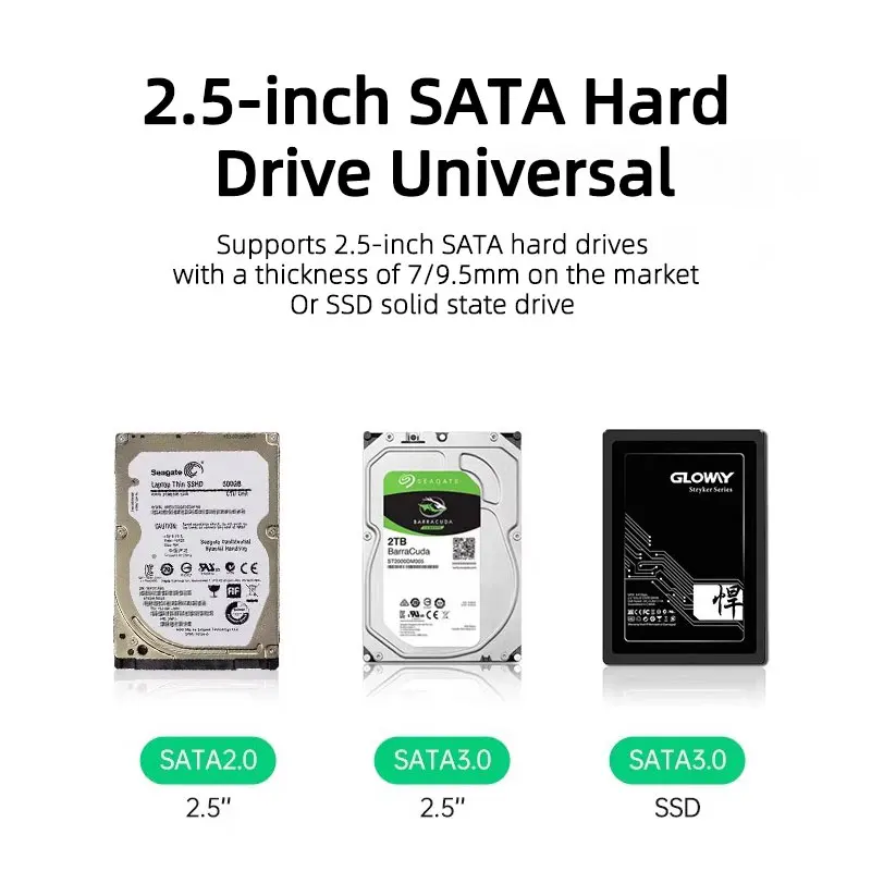 USB 3.0 Przezroczysta obudowa dysku twardego 2,5", kabel mikro typu C Zewnętrzna obudowa dysku twardego 2,5-calowy komputer SATA Box HDD SSD