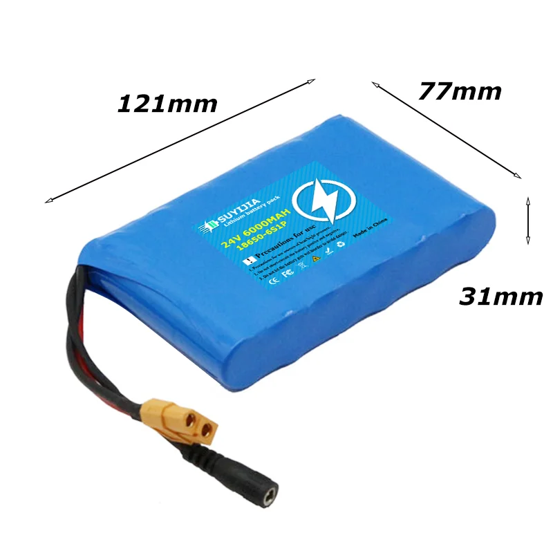 24V 6Ah 6S1P Portable New high-capacity 18650 rechargeable battery lithium-ion DC 25.2V 6000mAh monitor camera toy car +charger