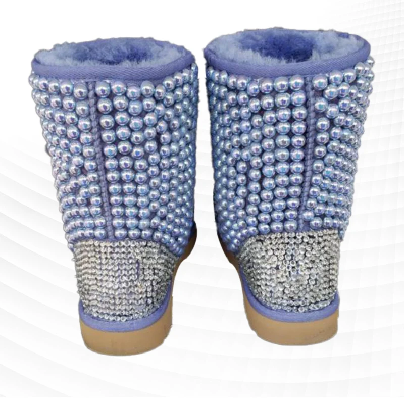 Light purple Pearl Diamond full pack custom style and calf Uggs for a large size women\'s boots 35-44