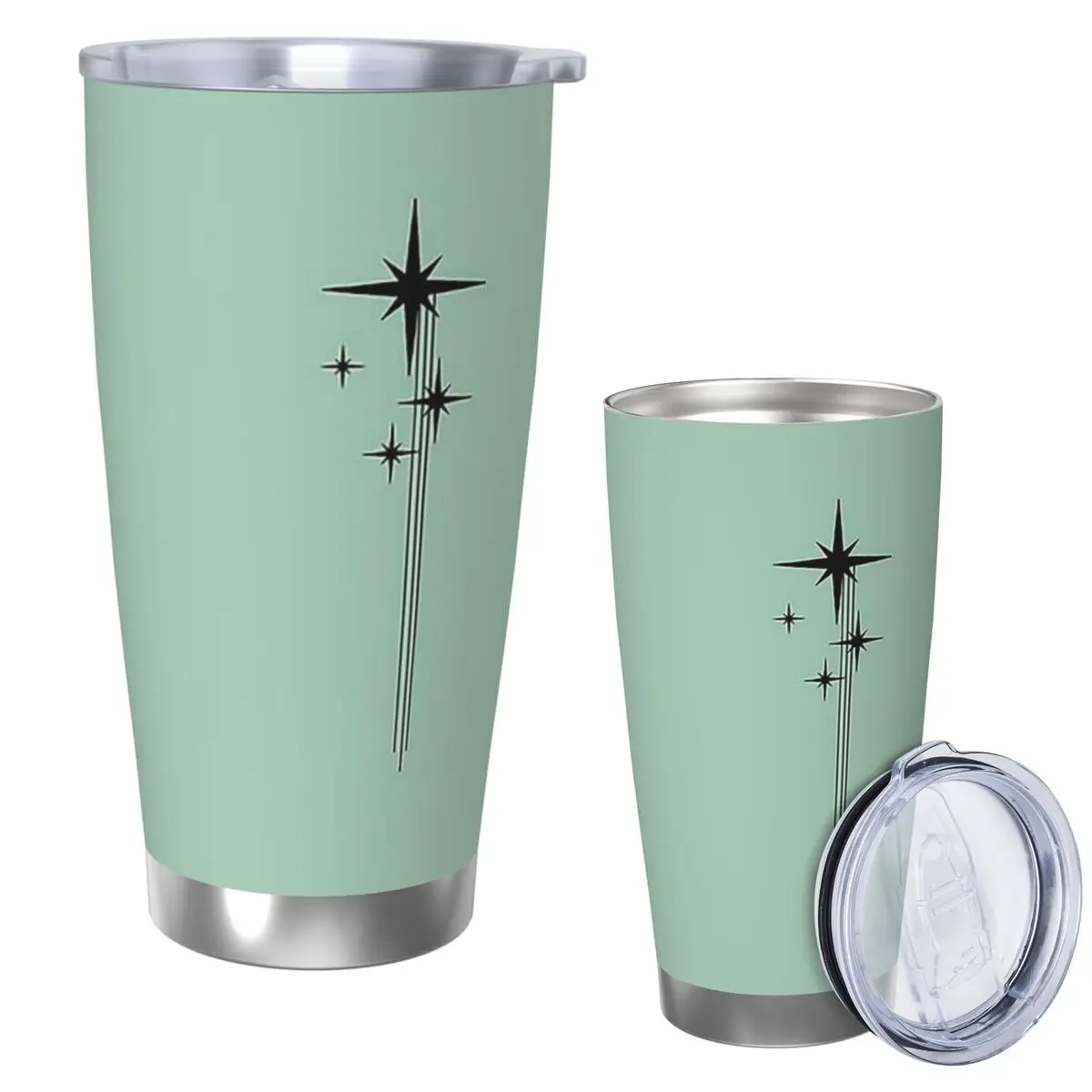 1950s Atomic Age Retro Starburst In Mint Green And Black Stainless Steel Tumbler Vacuum Insulated Mugs Thermal Cold Cup 20oz