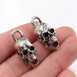 29x12X16mm 3pcs Antique Silver Plated Skull Head Handmade Charms Pendant:DIY for bracelet necklace-R4-35