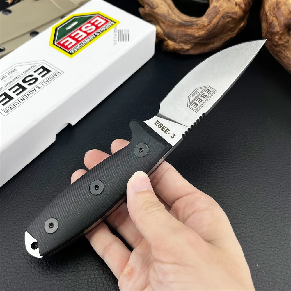 ESEE‑3 Fixed Blade Knife, D2 Steel Blade G10 Handle Multi‑Purpose Outdoor Knife with Sheath for Hiking Camping Hunting Survival - view 3