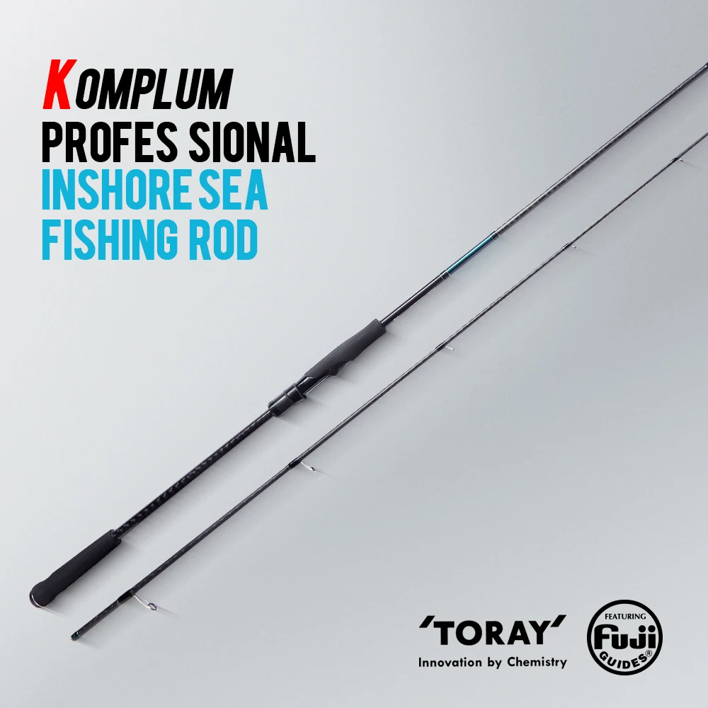SOLOKING KOMPLUM caña de pescar de lubina costera 40T carbono ultraligero Fuji O + A anillo 2 secciones caña giratoria de agua salada