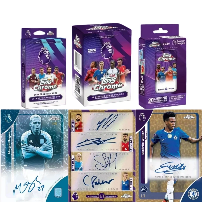 Tarjetas Coleccionables Oficiales y Auténticas de Topps de la UEFA Champions League y la Premier League en Caja Cromada, Regalo de Cumpleaños para Fanáticos