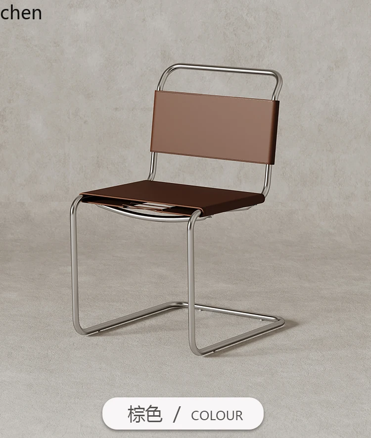 ZML Stainless Steel Vintage Dining Chair with Backrest for Home Use, Small Apartment Dining Table Chair, Floating Chair