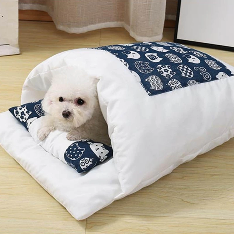 Cat Bed Cave Sleeping Bag Self Warming Pad Pet Sack Hideaway Soft Warm Cushion with Pillow for Cats and Small Dog Y5GB