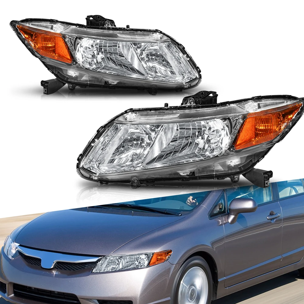 

Хромированные фары LH+RH для Honda Civic Sedan 2012-2015 и Coupe 2012-2013