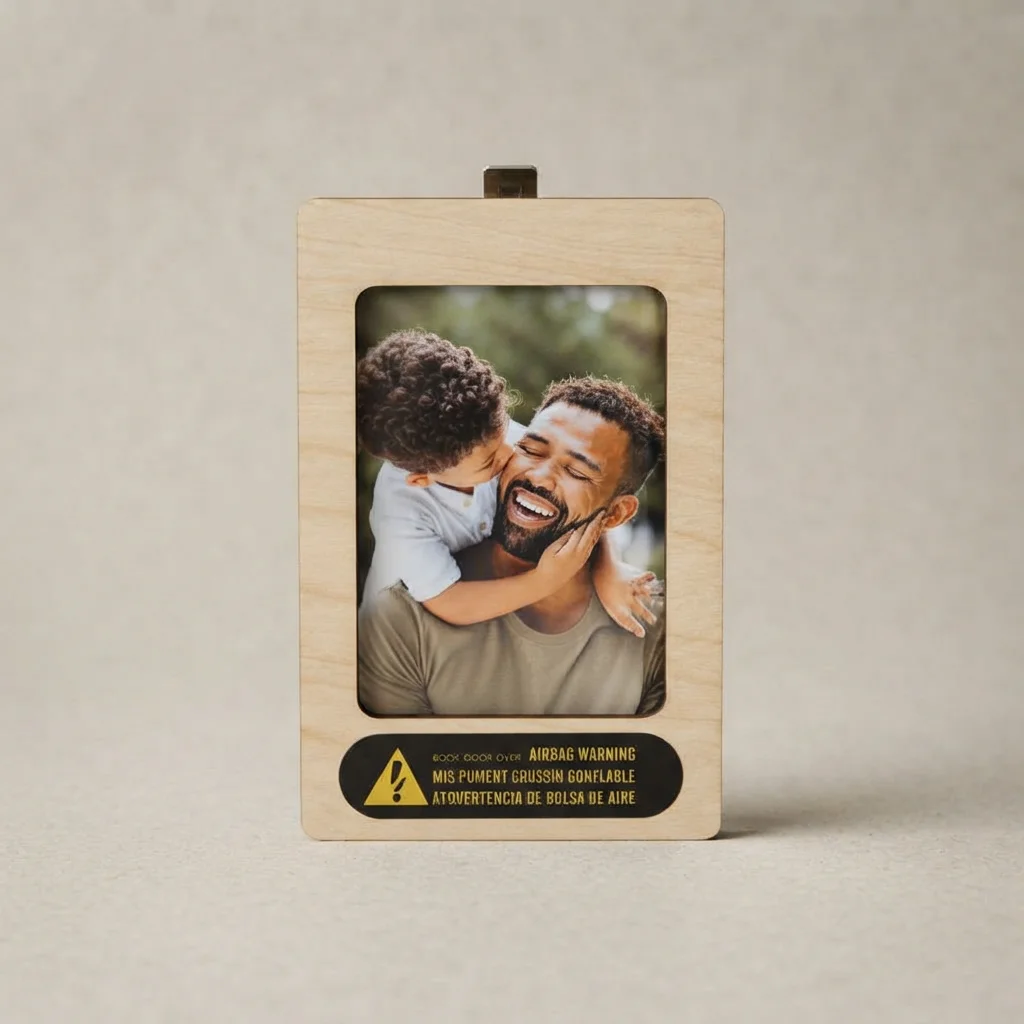 Car Sun Visor Photo Clip Wooden Mini Picture Frame 12cm x 8cm Interior Decoration Accessory