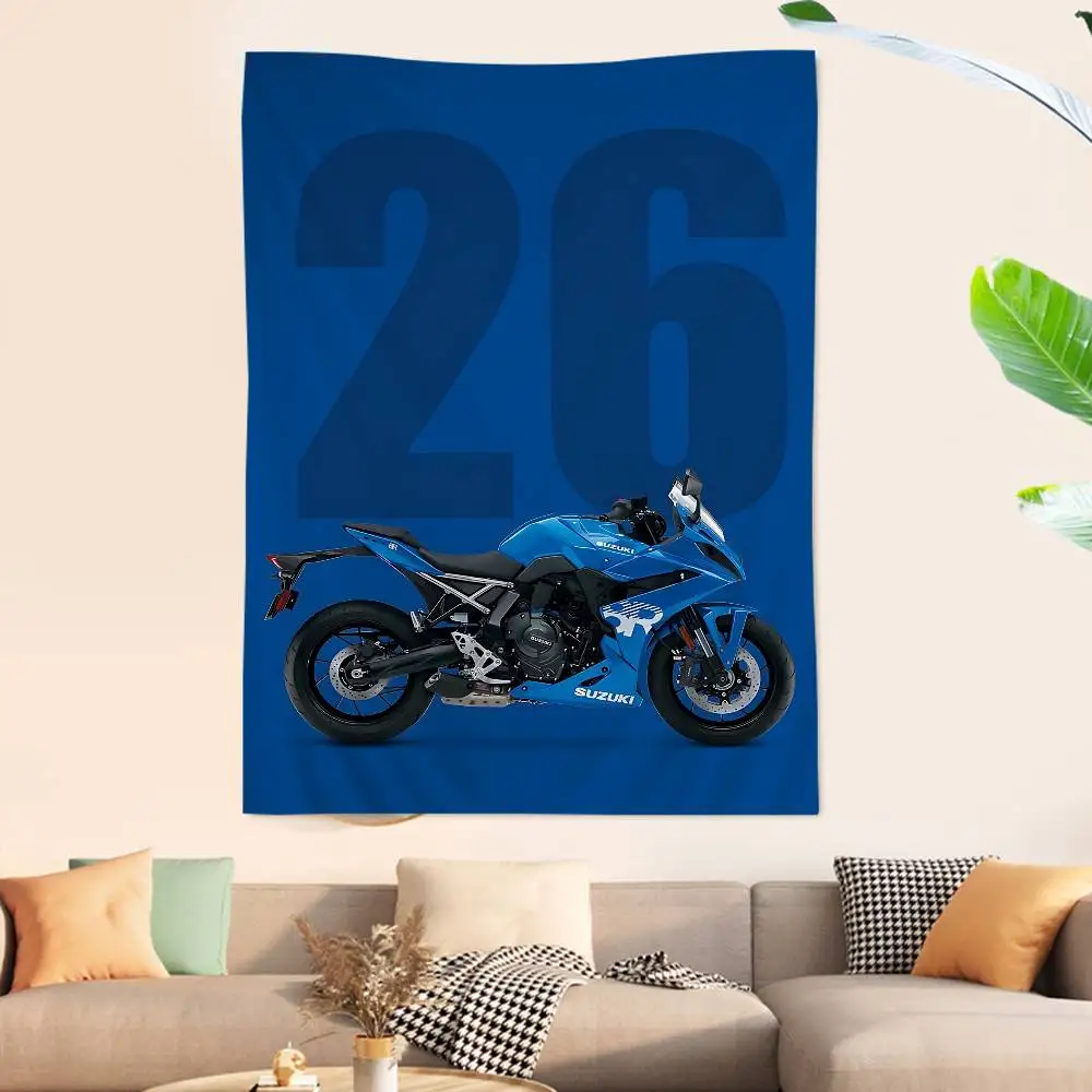 Hot S-Suzukis LOGO Anime Tapestry Hippie Flower Wall Carpets Dorm Decor Cheap Hippie Wall Hanging