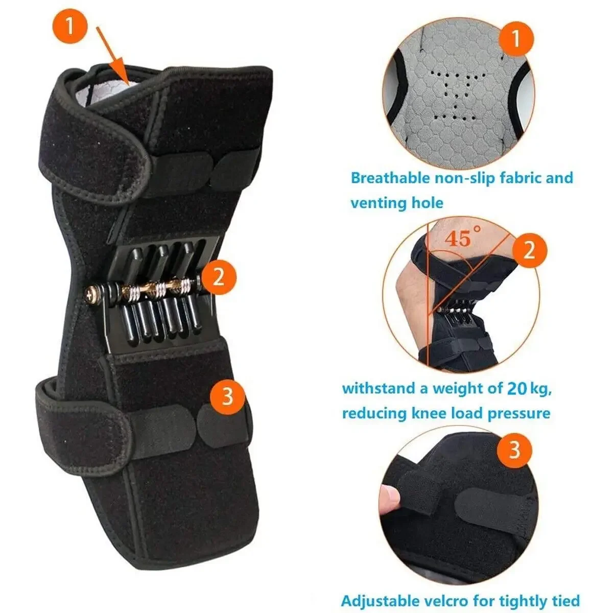 Sport Joint Patella Power Lift Knee Braces Elderly Walking Support Protect Fixed Booster Breathable Rebound Spring Knee New