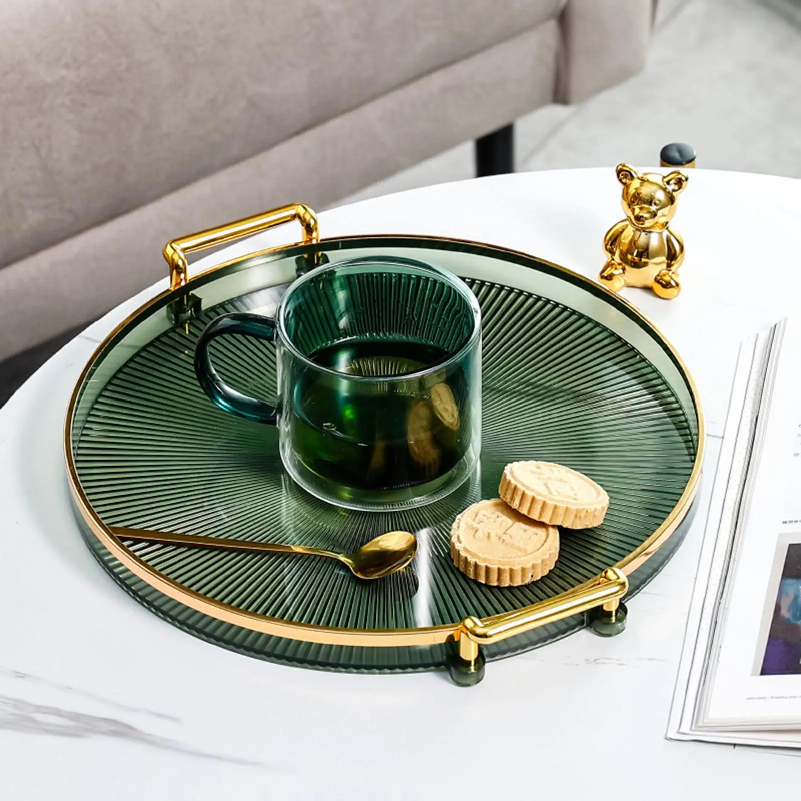 Premium Plastic Decorative Trays with Sturdy Handles Luxury Tray for Hospitality Reception Office Events