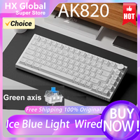 AJAZZ AK820 Mechanical Keyboard Ice Blue Wired Green Axis Gaming Ergonomics 75% Gasket-mounted TFT Customized APEX KR ROK Keycap