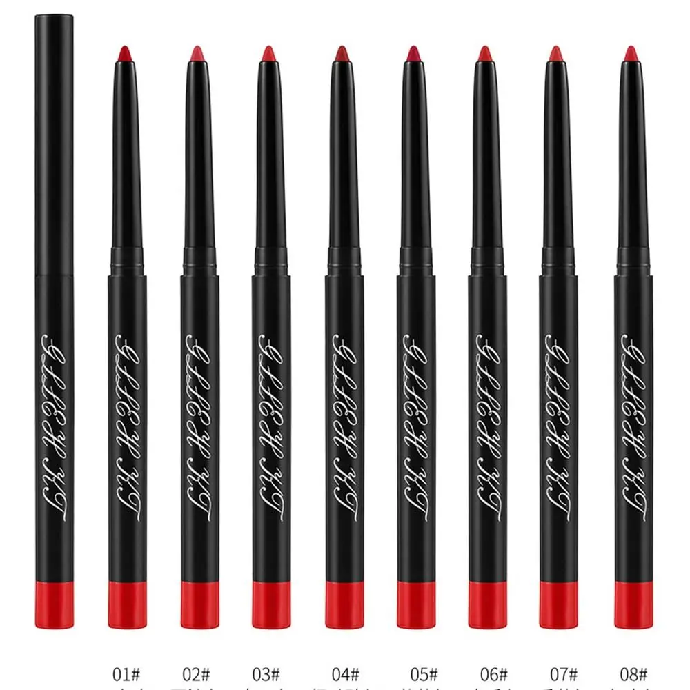 Lápis Lipliner de veludo para mulheres, copo antiaderente, caneta batom fosco impermeável, contorno suave de longa duração, cosméticos matiz, 8 cores