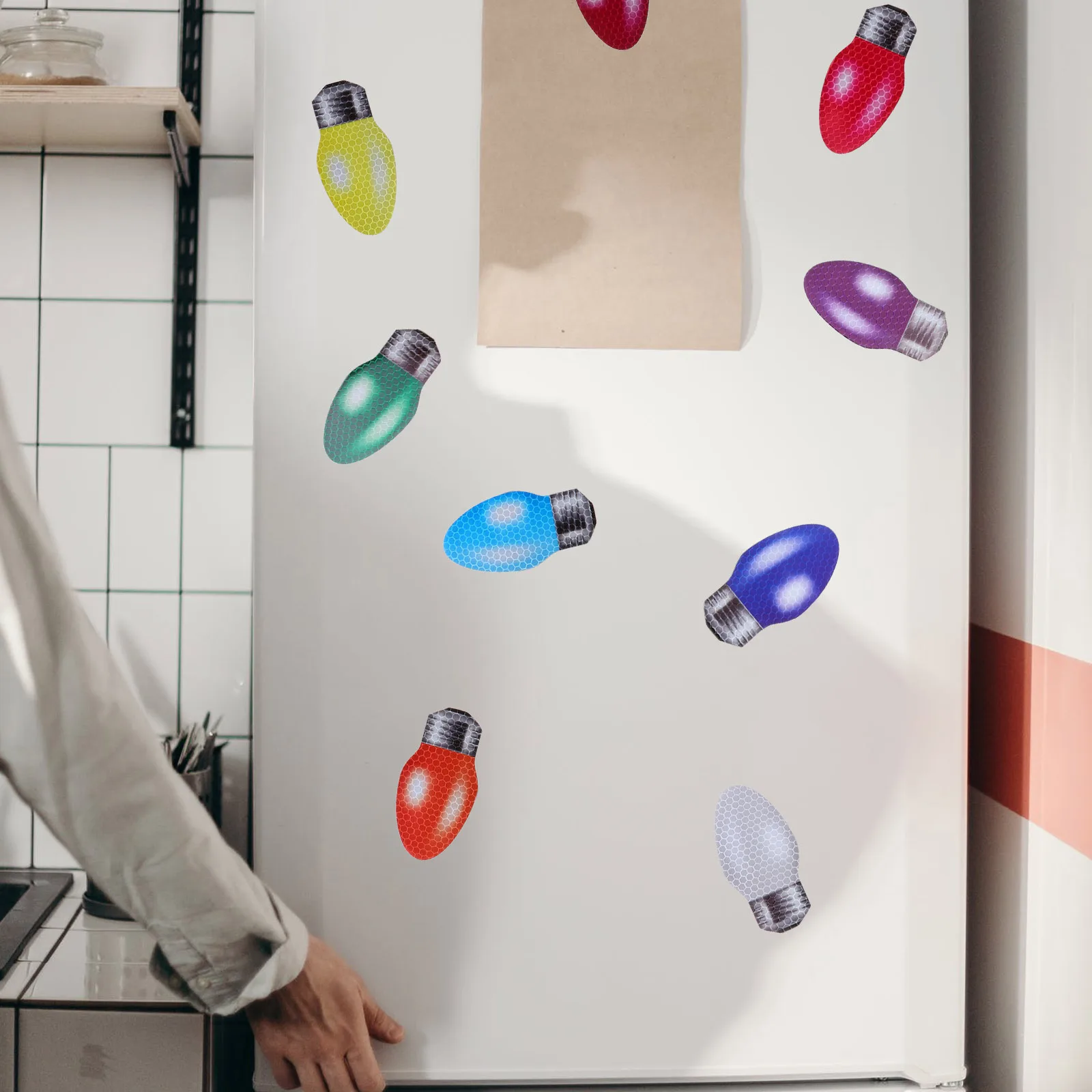 

30Pcs Magnetic Light Bulb Stickers Colorful Reflective Car Decoration Christmas Refrigerator Magnet Set Car Magnet