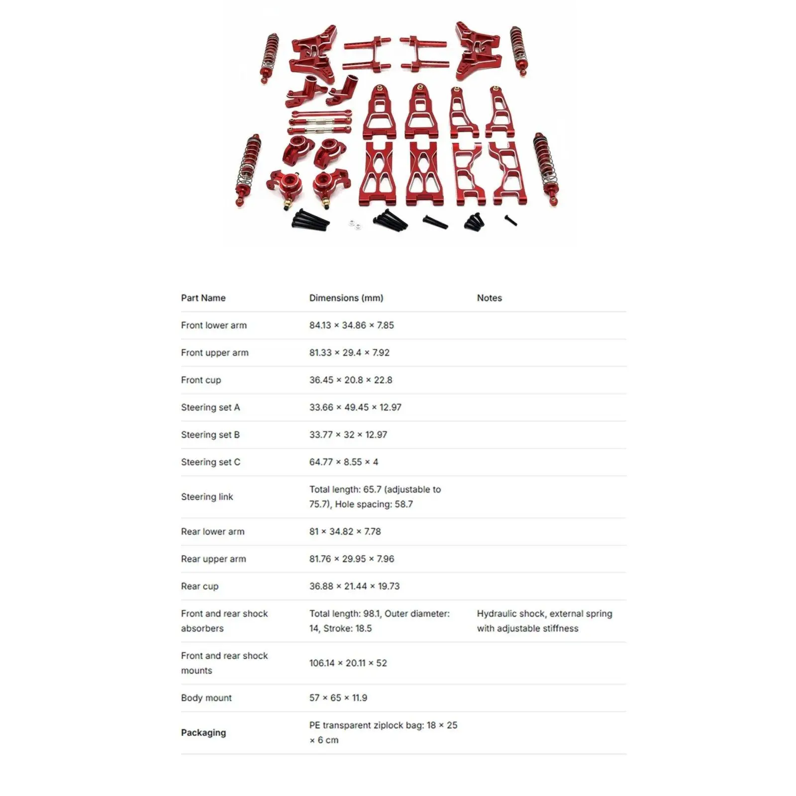 RC Car Parts Metal CNC Damping System Kit 6061 Aluminum Steering Upgrade for UD1201 UD1202 Hobby Grade Model Accessories