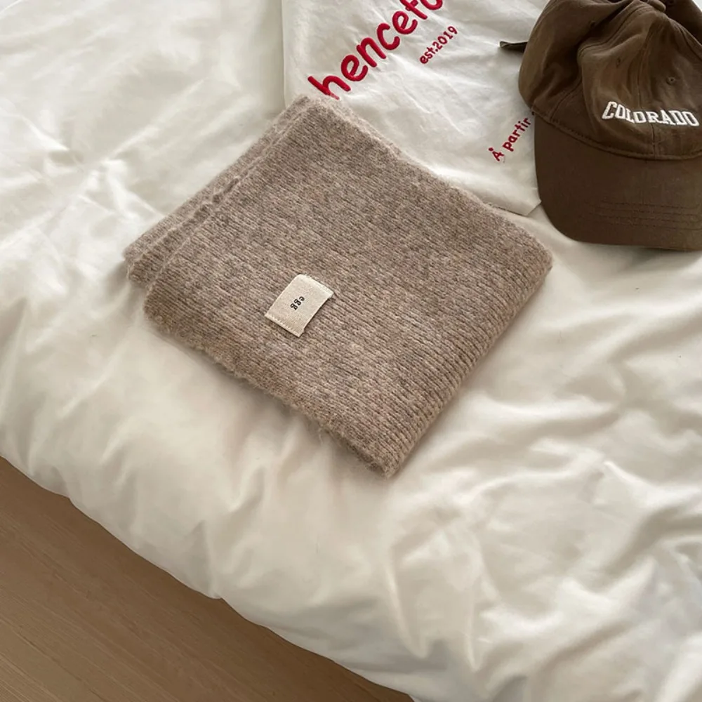 

Утеплитель для шеи, однотонный женский шерстяной шарф, утолщенный шерстяной вязаный теплый шарф, мягкая пряжа, вязаный шарф, студентка для девочек