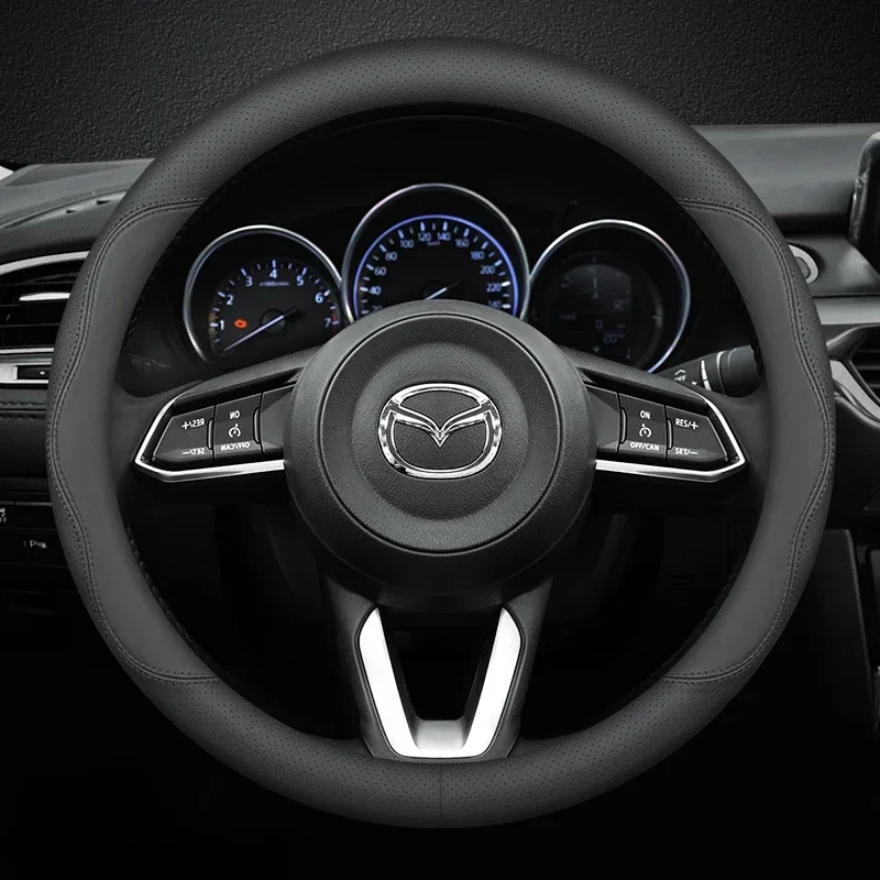 Leather Car Steering Wheel Cover for Mazda 2 3 5 6 CX90 BT-50 CX-60 CX-4 CX5 CX9 CX7 CX3 CX70 CX80 CX50 MX5 MX50 Accessories