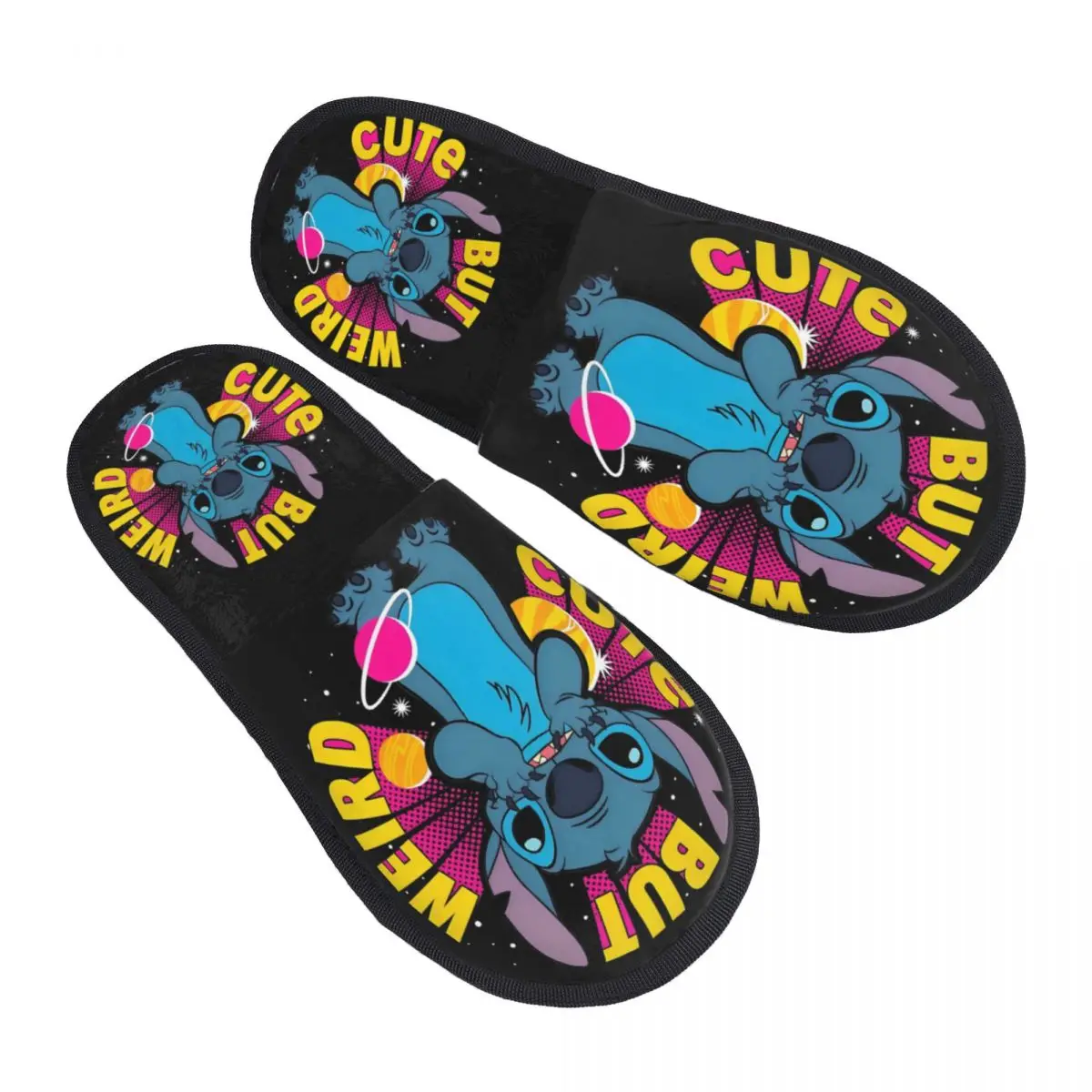 Zapatillas de espuma viscoelástica lindas pero extrañas personalizadas de Lilo Stitch, zapatillas de casa cálidas y acogedoras para mujer