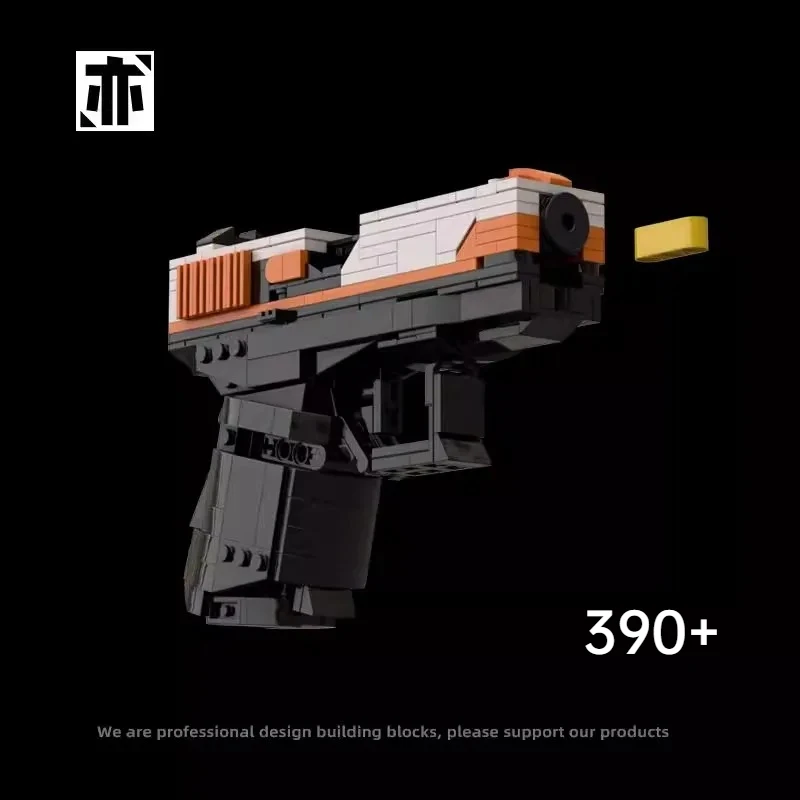 390PCS Technical Pistol Building Block Toy Gun Can Shoot Throwing Shell MOC Assemble Mechanical Weapon Gift For Children Adult