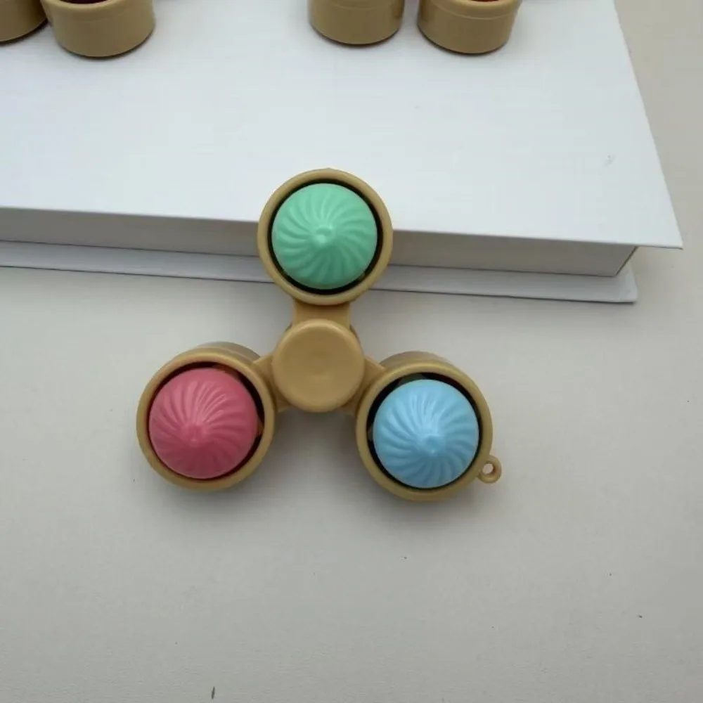 2-in-1 Fidget Spinner Keychain Steamed Bun Spinning Top Push Button Sensory Bun Keyboard Hand Relax Fidget Clicker Keychain