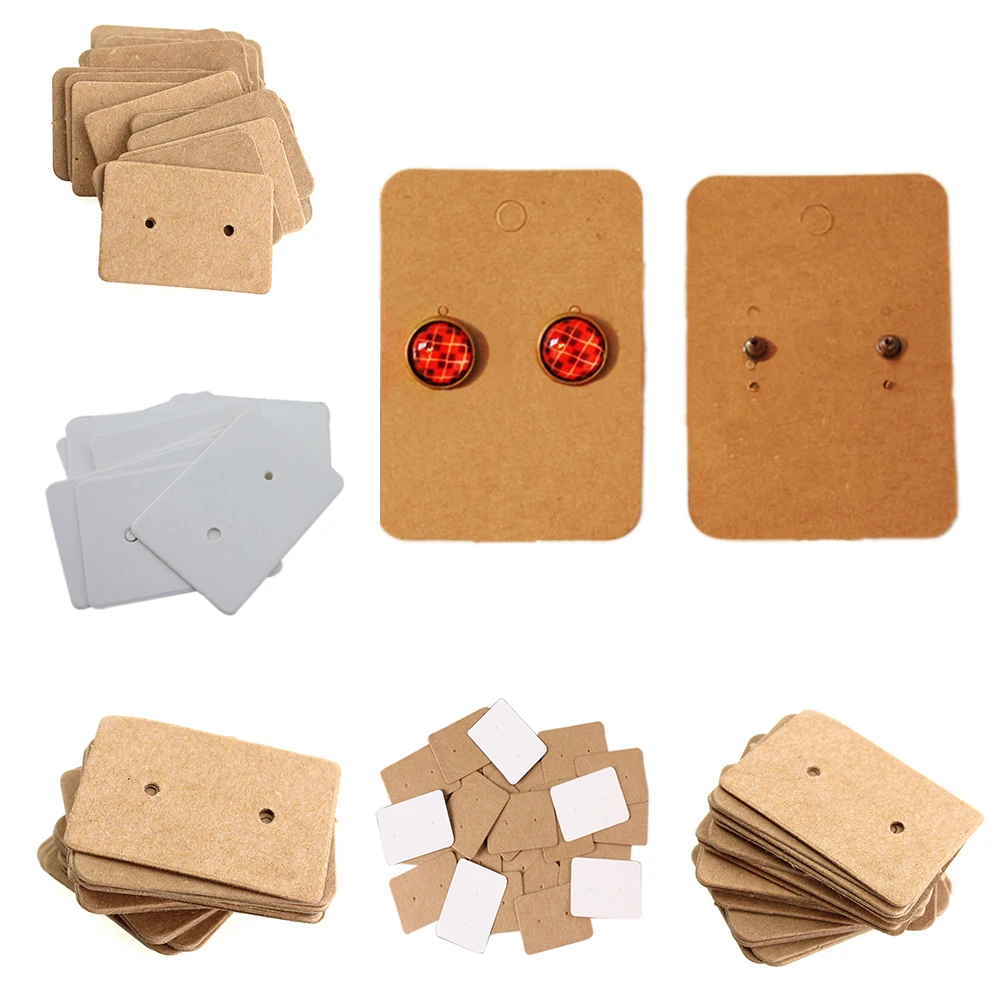 100 Pcs Kraft Paper For Ear Studs Jewelry Display Card Earring Blank Kraft Paper Tag Ear Ring Paper Price Tags