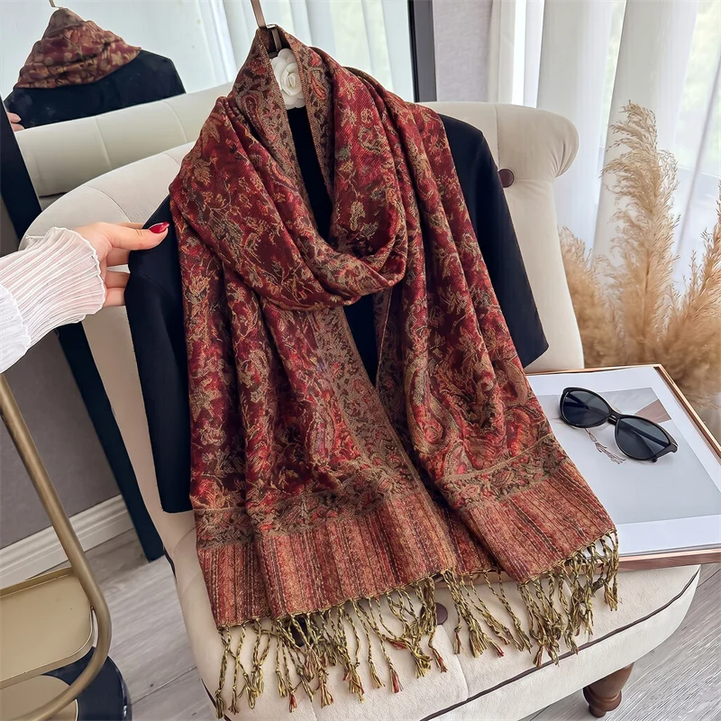 2026 Brand Warm Cashmere Poncho Shawl Scarf Luxury Print Thick Pashmina Winter Blanket Wraps Bufanda Casual Hijab Stoles Echarpe