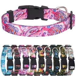 CP457Durable Floral Print Strong Nylon Silky Texture Comfortable Fashionable No Pull All Size Pet Dog Collar