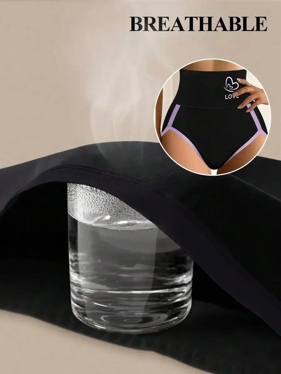 

5 Pcs High Waist Womens Breathable Soft Briefs Colorblock Design