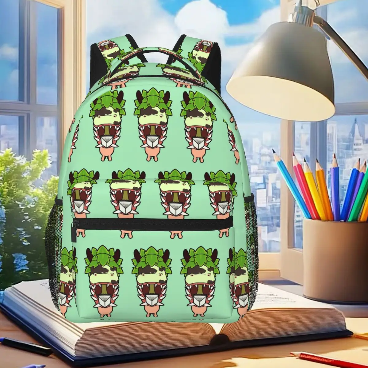 

Grasshopper Pie Cow Plant Backpack Student Boys Girls BookBag Children School Bag Computer Shoulder Bags for Men Women