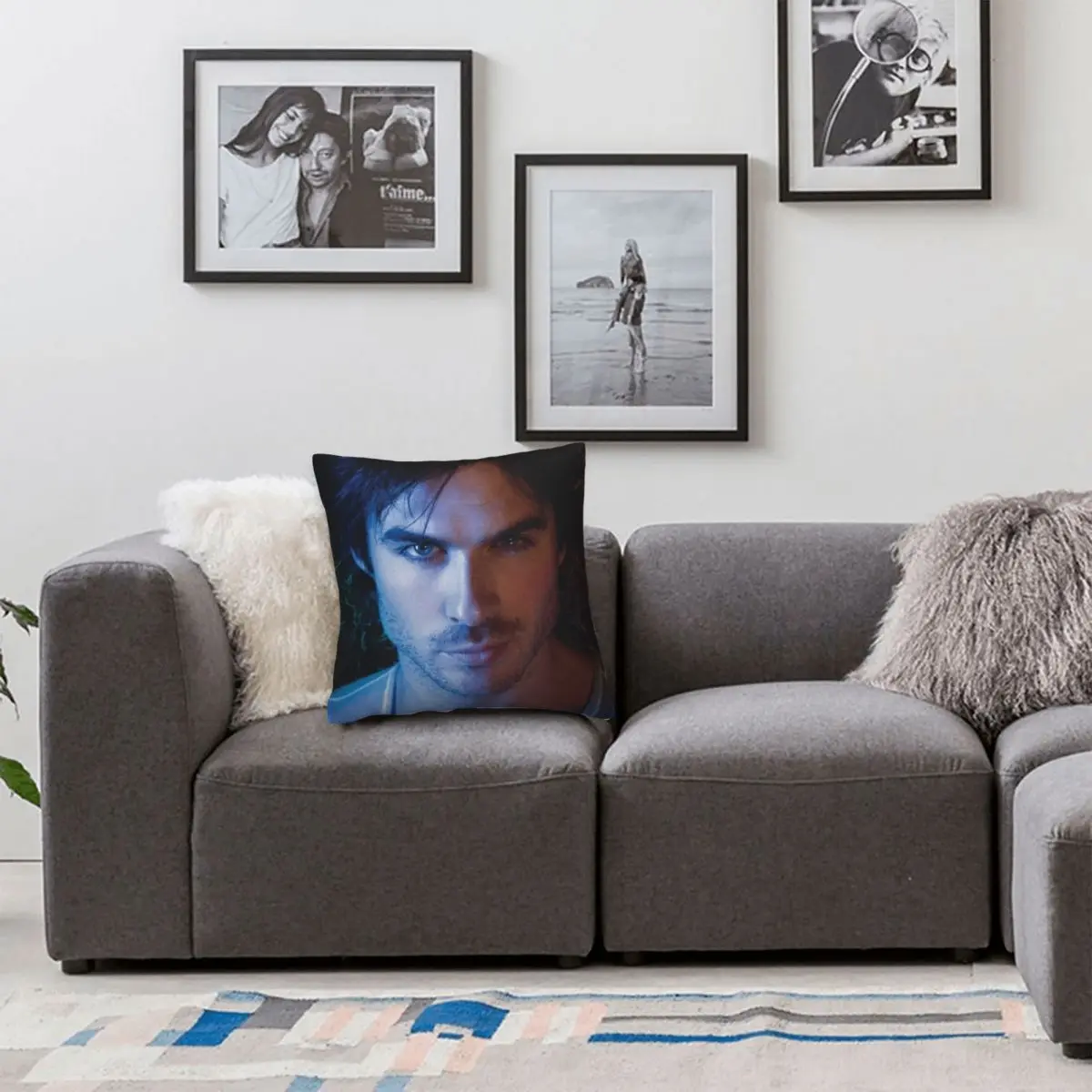 Ian Somerhalder Pillowcase Printed Fabric Cushion Cover Decoration Damon Salvatore Cat Pillow Case Cover Bedroom Zipper 18''