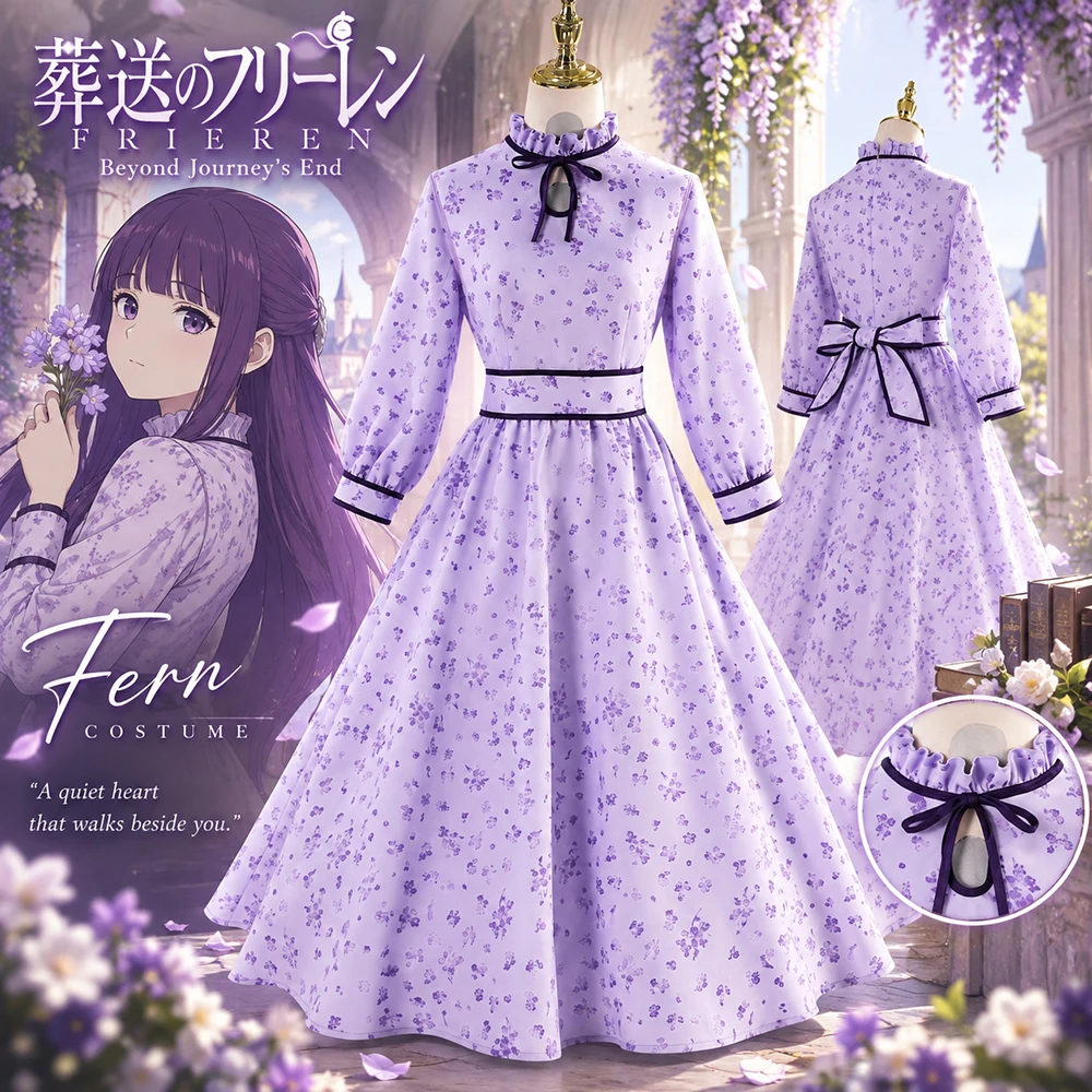 costume-da-cosplay-di-frieren-beyond-journey’s-end-abito-viola-a-fiori-stile-lolita-per-principessa-adatto-a-halloween-e-carnevale