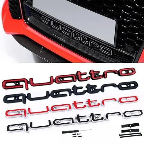 Quattro 엠블럼 3D ABS 자동차 전면 그릴 엠블럼 아우디 A3 A4 A5 A6 A6L A7 A8 Q3 Q5 Q7 S3 S4 S5 RS3 RS4 RS6 배지 액세서리