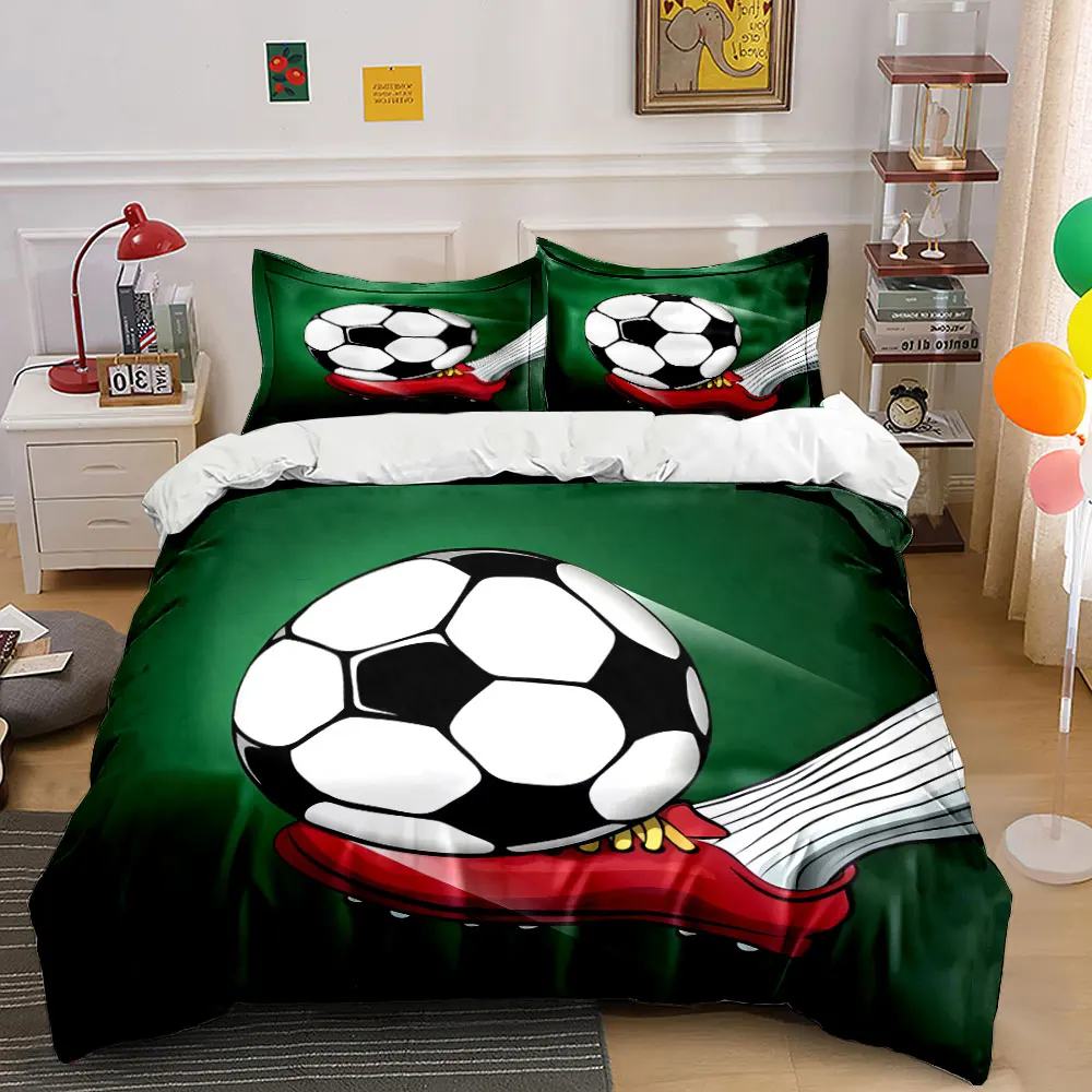 

Soccer ball and cleat kicking a ball Print Bedding Set 1Duvet Cover 2Pillowcases for Adult and Children Luxury Gift Full Size