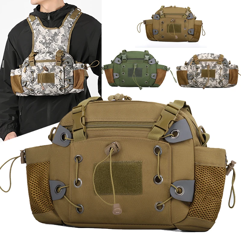 

Tactical Chest Bag Multifunctional Vest Bag Men Outdoor Hiking Travel Storage Bag Large Capacity Sports Mountaineering Chest Bag