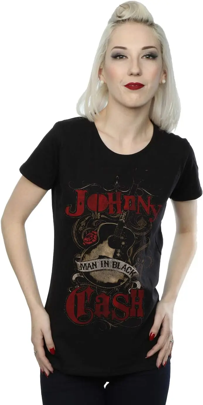 Johnny Cash Women's Rock Guitar T-Shirt