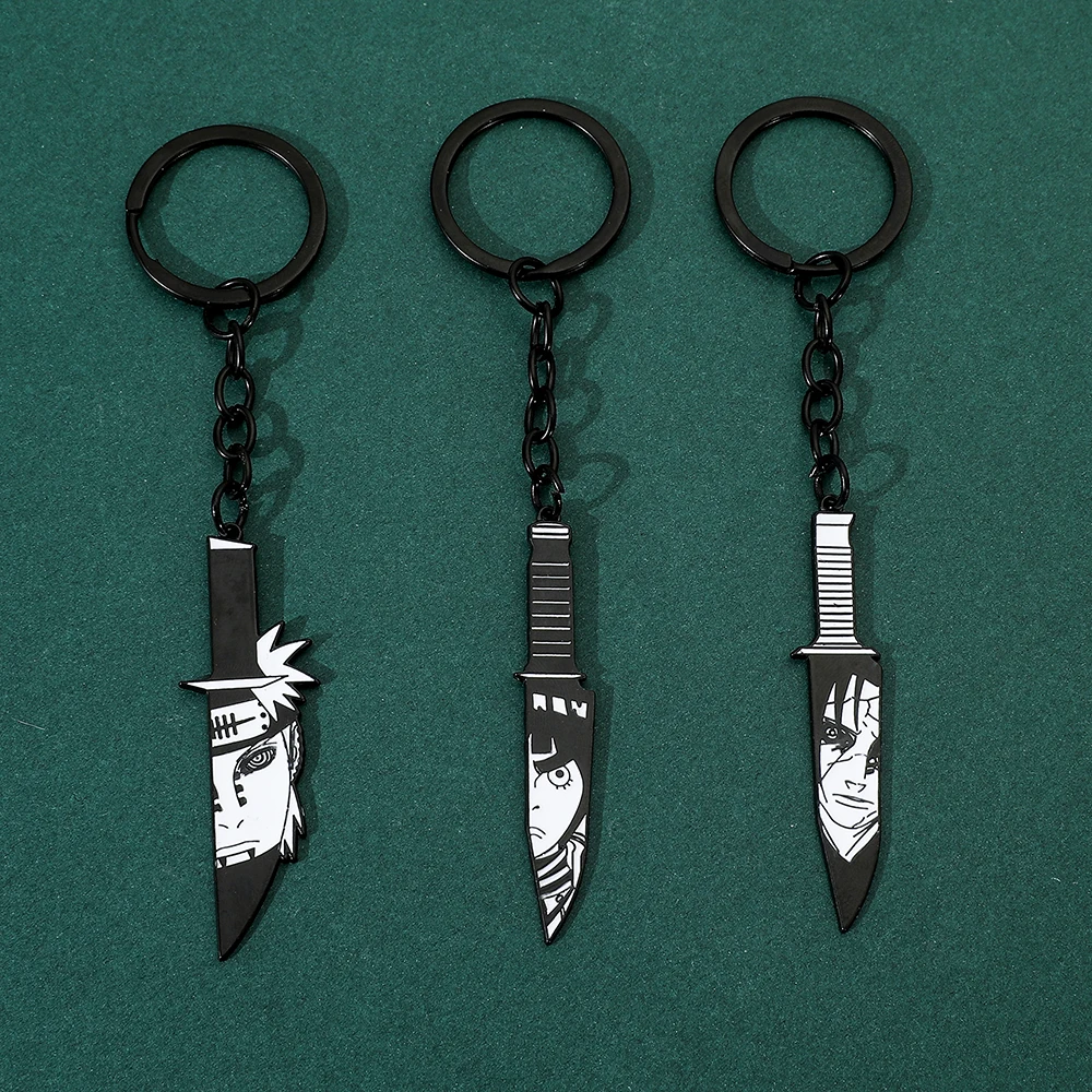 Naruto Anime Figure Uchiha Sasuke Keychain Small Knife Shape Uzumaki Keyrings for Friends Backpack Ornament Pendant Gifts view 6