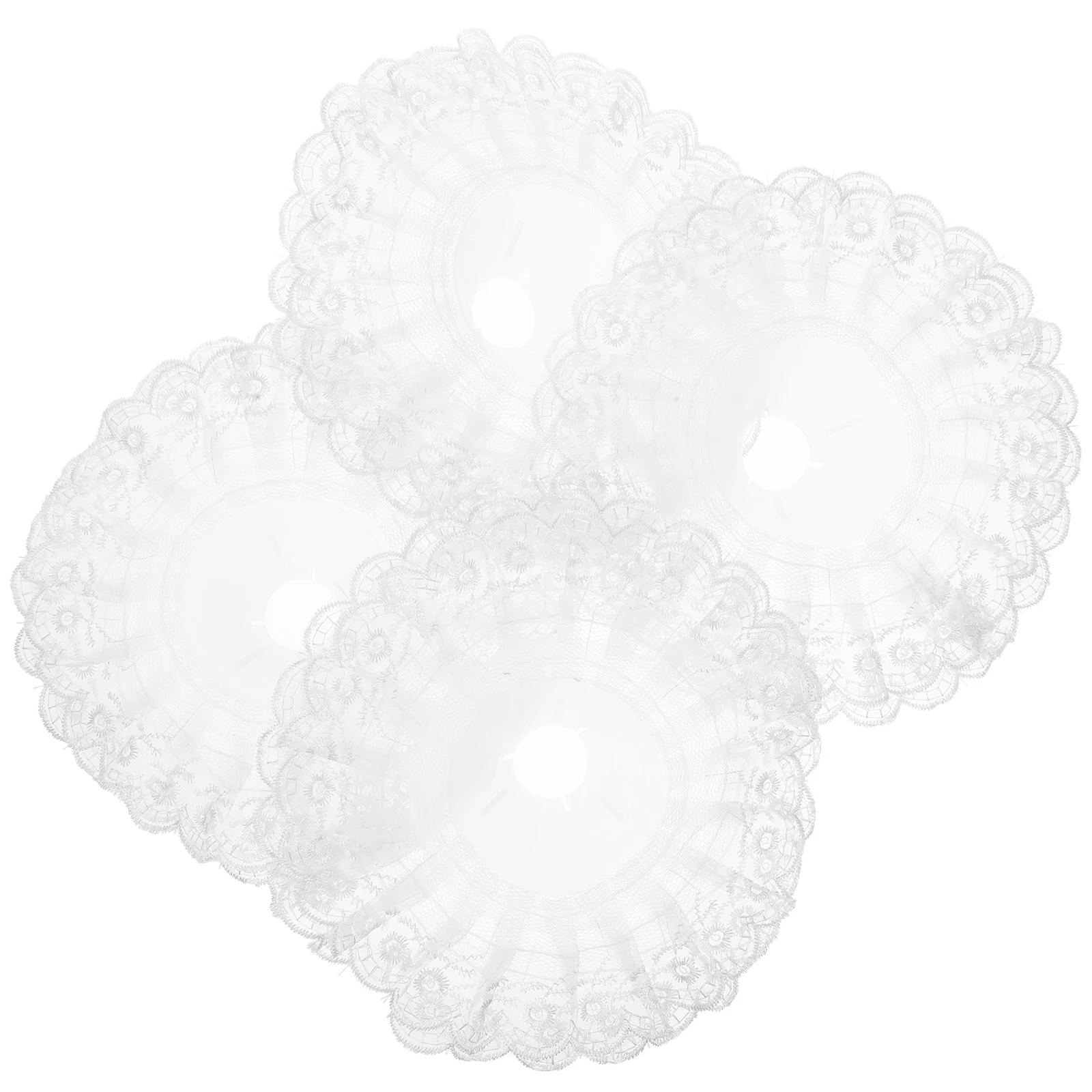 

4pcs Double Layer Lace Edge Artificial Flower Bouquet Holder for Wedding Hand Flower Diy Holder Bridal Polyester DIY