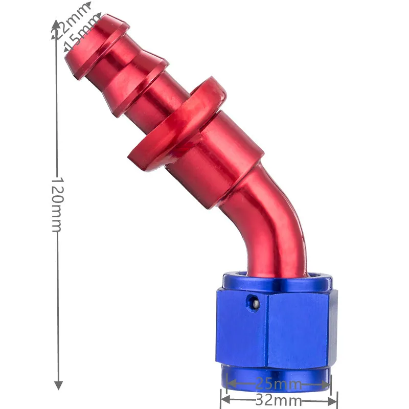 Universal AN4/AN6/AN8/AN10 Aluminum Oil Fuel Fitting Female Swivel to Push Lock Hose End Adaptor Kit Rubber Tube 0/45/90/180