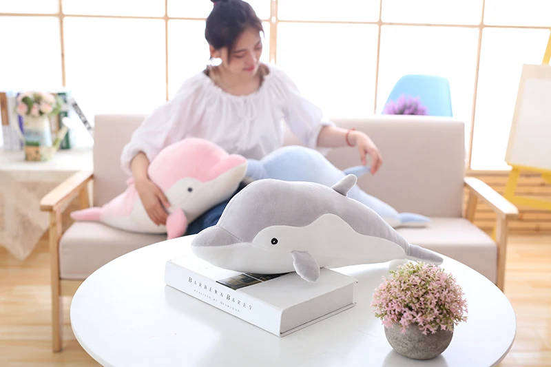 Grau Rosa Blau Delphin Plüsch Stofftier Weiche Puppe Kuschelkissen Schlafen Umarmung Spielzeug Junge Mädchen Kind Schlafzimmer Dekor Nettes Kawaii Geschenk – Detail 3