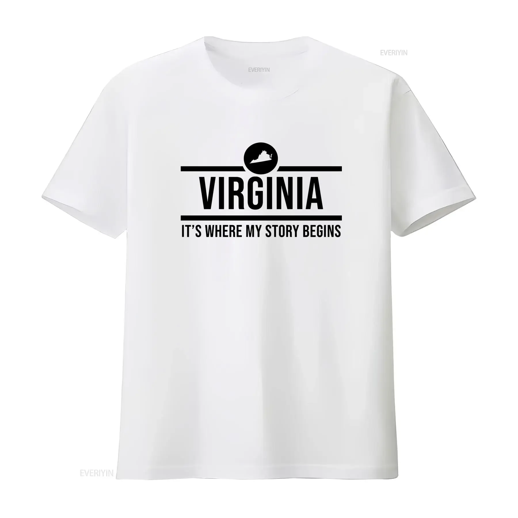 Mens Virginia T Shirt Stylish Design with 'It's Where My Story Begins' Print Perfect for Lovers vintage Washed Slightly Casual