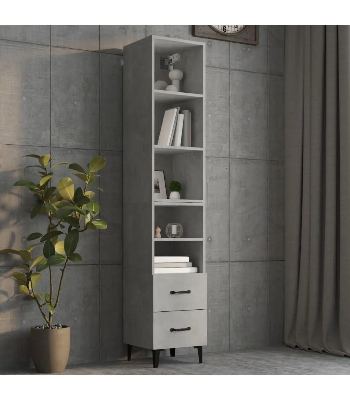 34,5x34x180 cm concrete gray plywood sideboard