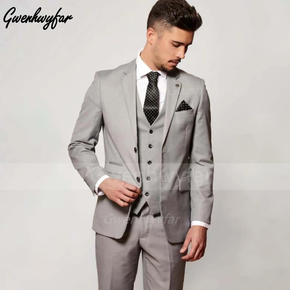 

Gwenhwyfar Slim Fit 3 Pieces Mens Suits Jacket Vest Pants Set Wedding Party Groomsmen Tuxedo Formal Business Wear Costume Homme