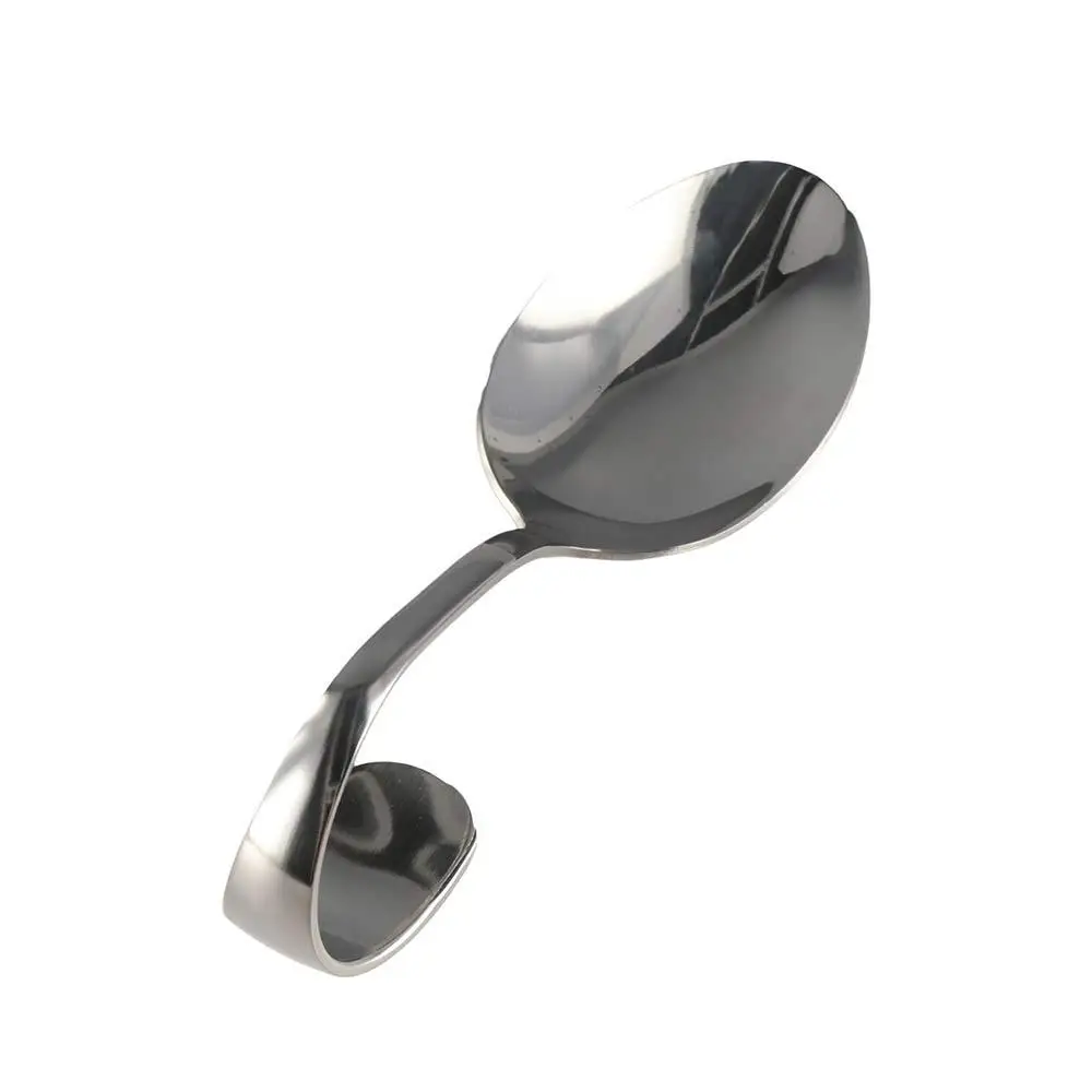 Creative Stainless Steel Curved Handle Spoon Comfortable Grip Rustproof Serving Spoons Safe Portable Arc Soup Spoon Baby