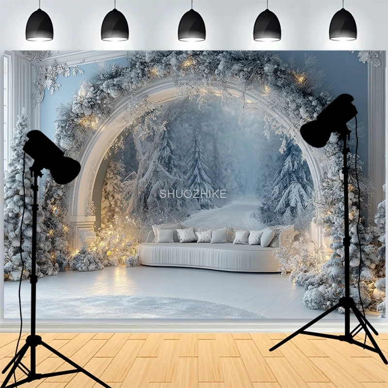 

Warmth Christmas Day Fireplace Photography Backdrops Window Living Room Wreach Happiness New Year Photo Studio Background XH-47