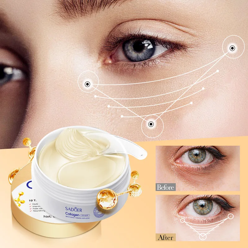 60pcs SADOER Crystal Collagen Eye Mask Anti Dark Circles Removal Eyes Bags Moisturizing Eyes Patches Eye Gel Masks Skin Care