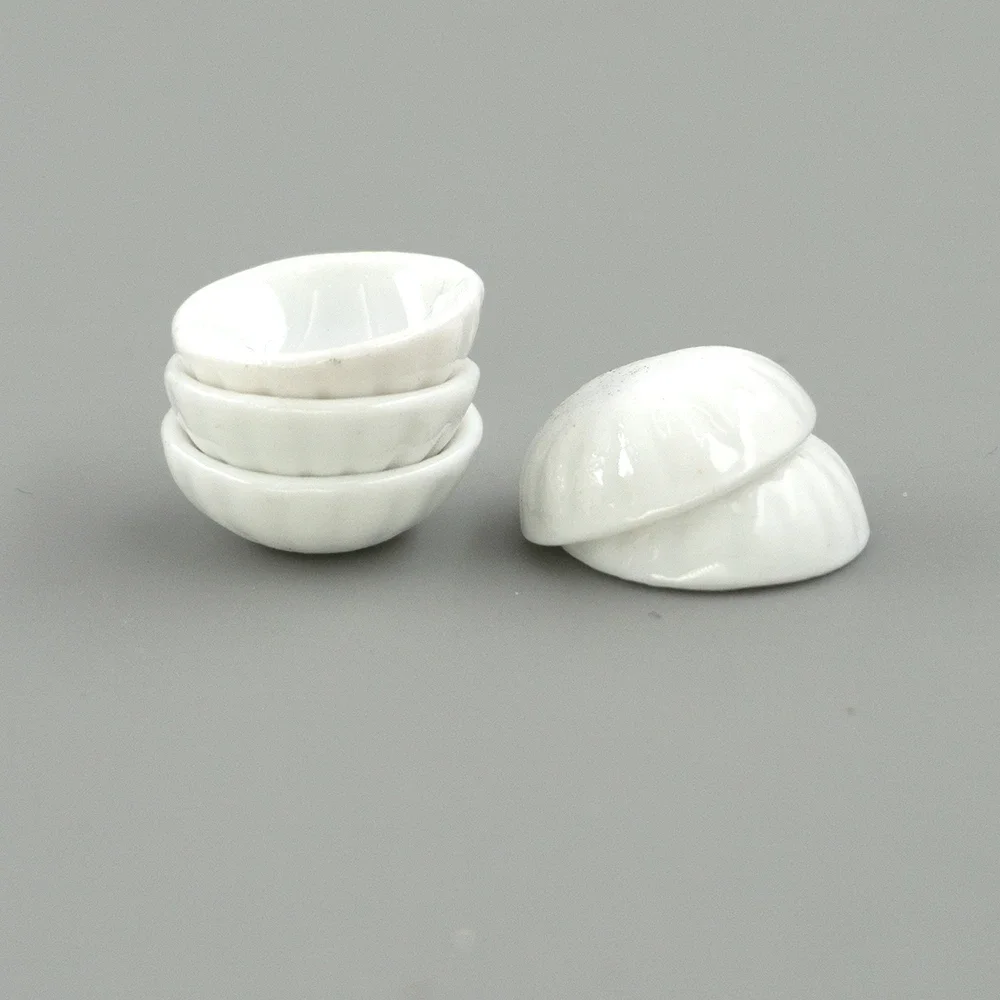 5Pcs 1/12 Doll House Miniature Ceramic Bowl Simulation Kitchenware Plate Model Toys for Mini Decoration Dollhouse Accessories
